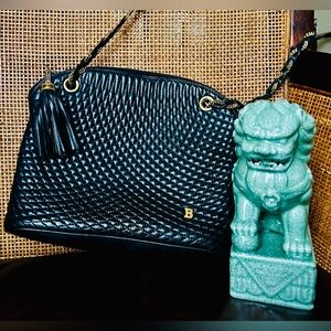 Vintage Bally Black Quilted Leather Chain